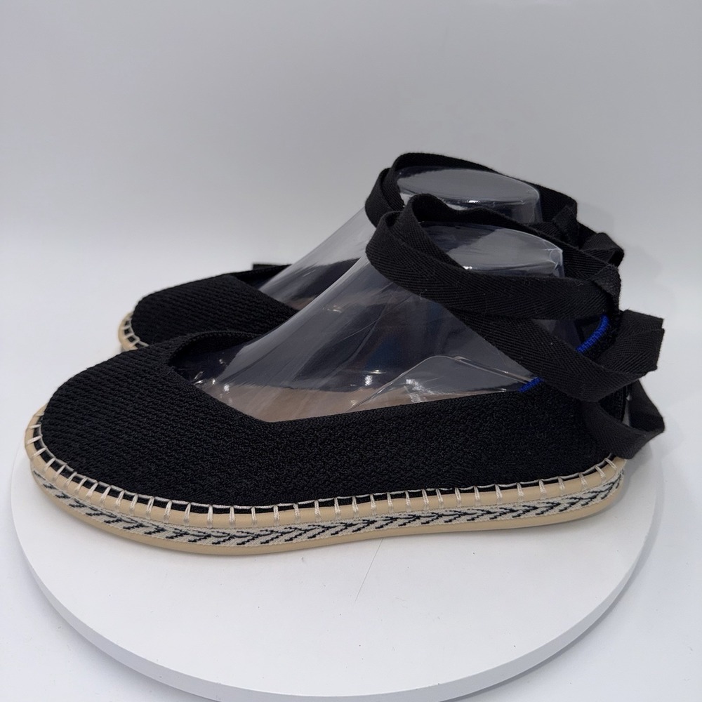 Rothy's The Espadrille Black Lace Up Shoes Size 9.5 - Picture 2 of 9